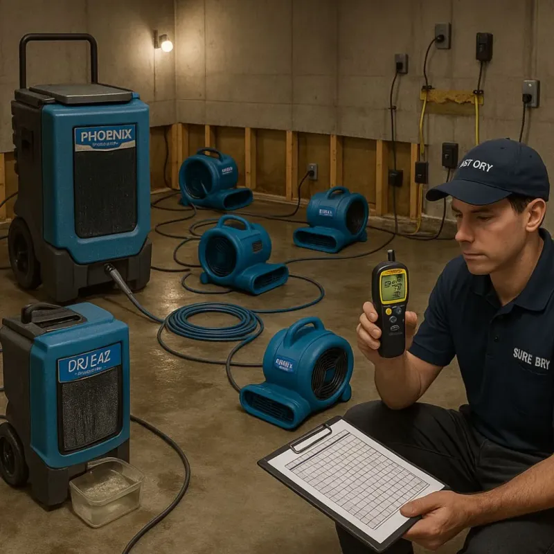 Structural Drying and Dehumidification process in Cavalier, ND